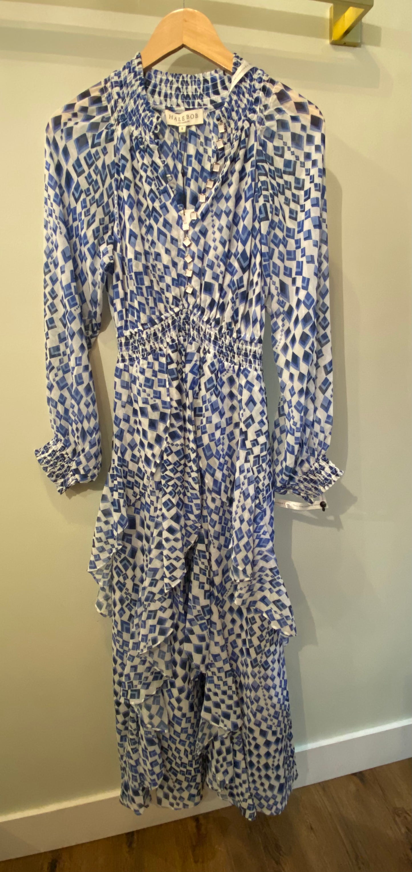 Hale Bob Ruffled LS Maxi Dress