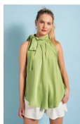 Glam Tie Neck Sleeveless Blouse