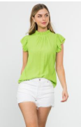 THML Flutter Sleeve Fringe Top