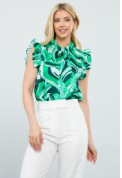 THML Abstract Ruffle Sleeve Top