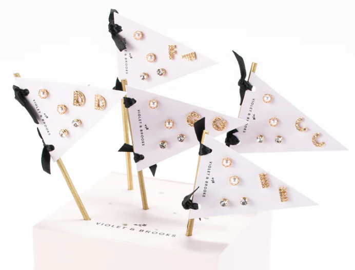 Violet & Brooks Initial Pennant Earring Set