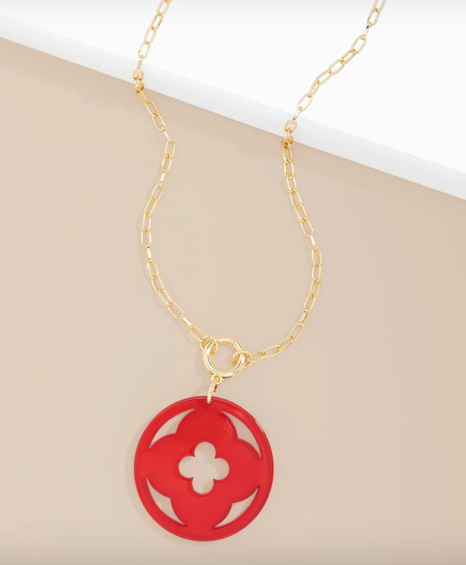 ZENZII Adjustable Cutout Resin Design Pendant Necklace