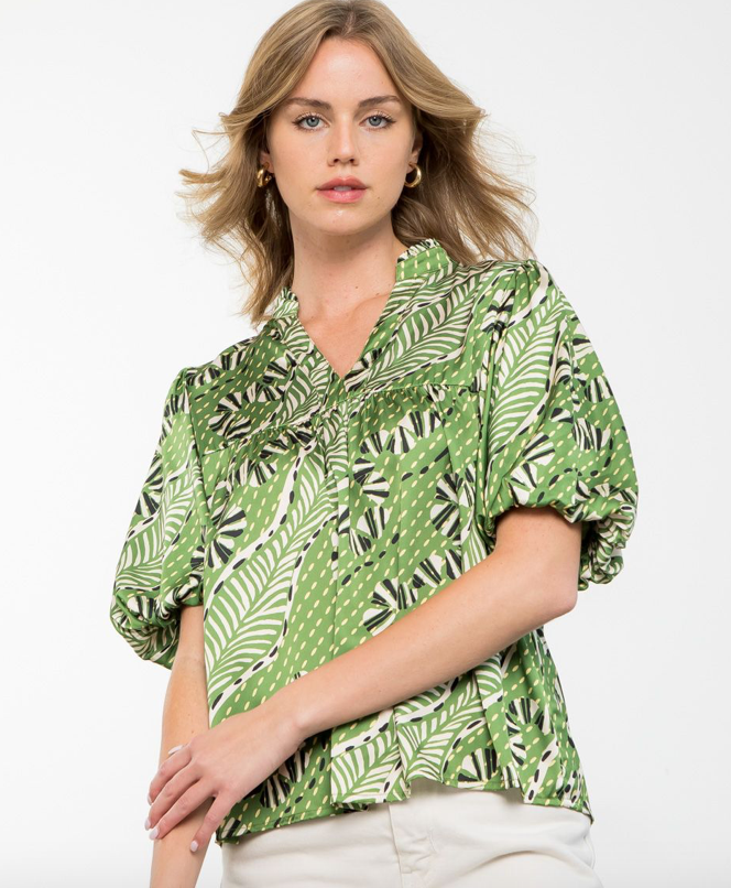 THML Print Puff Sleeve Top