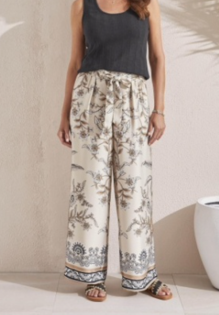 Tribal Placement Border Print Flow Pant