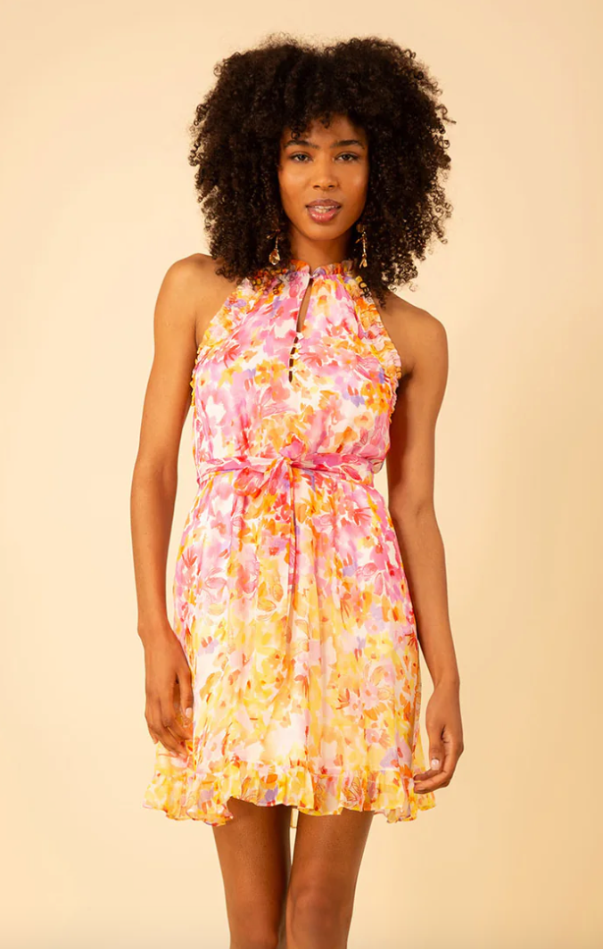 Hale Bob Daphne Georgette Halter Dress