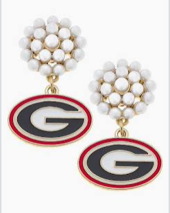 CANVAS Style Pearl Cluster Enamel Drop Earrings