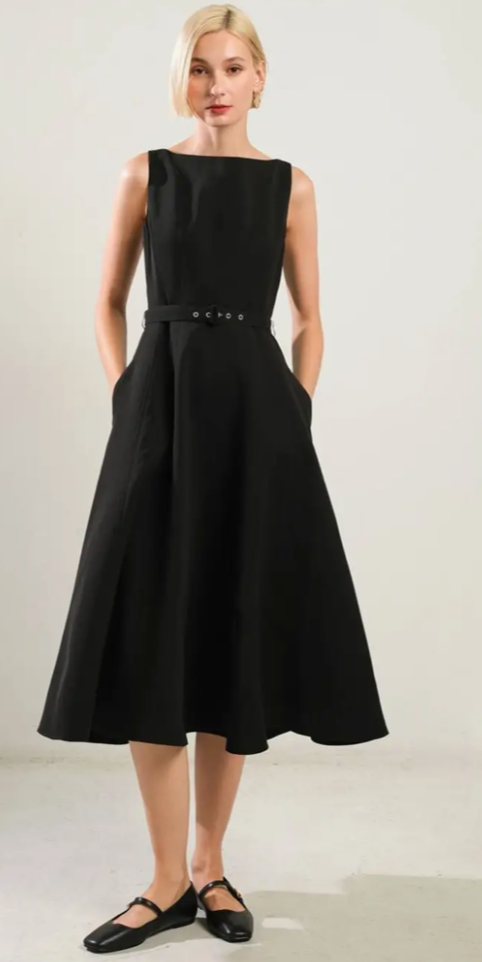 Flying Tomato Solid Woven Midi Dress