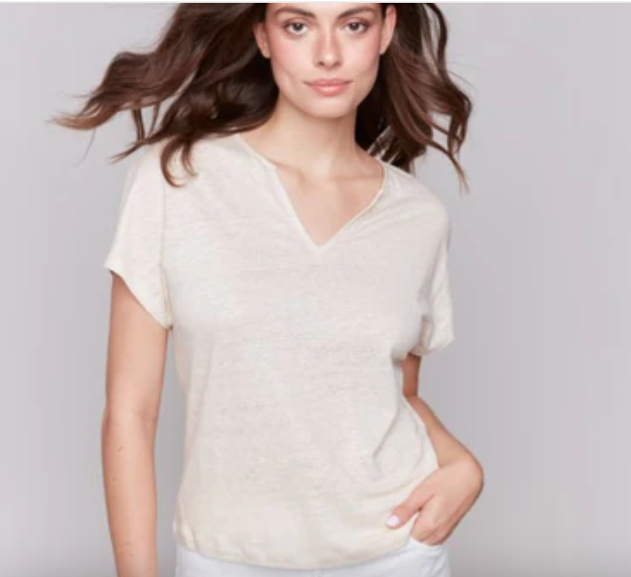 Charlie B Foil Print SS Dolman Top