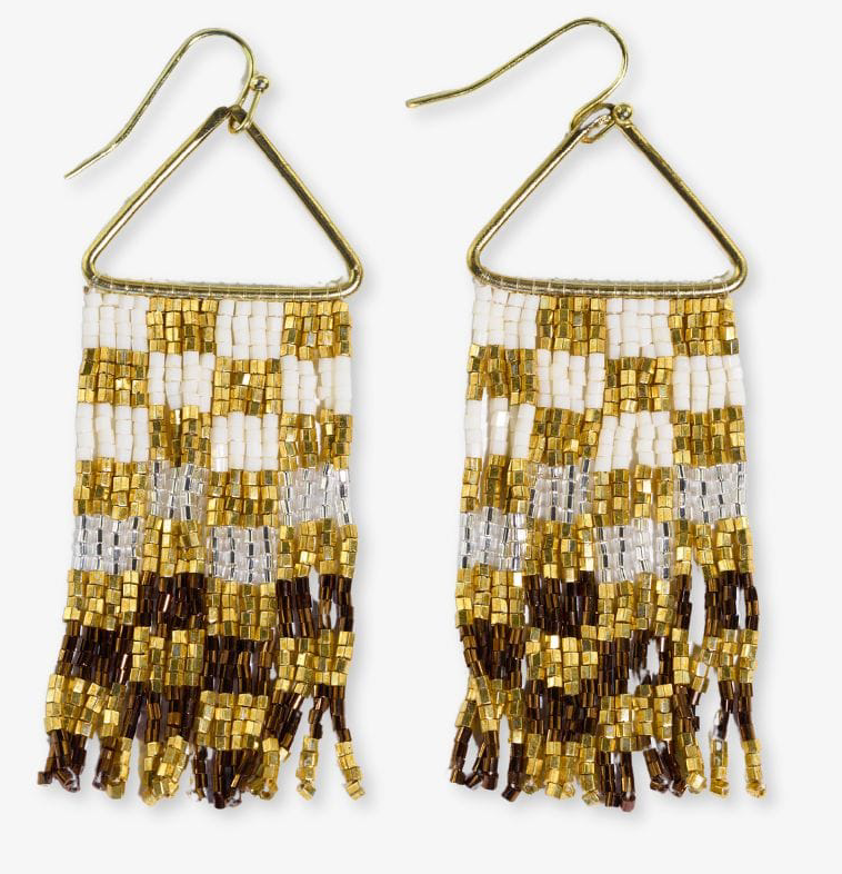 Ink+Alloy Paige Checked Beaded Fringe Earrings