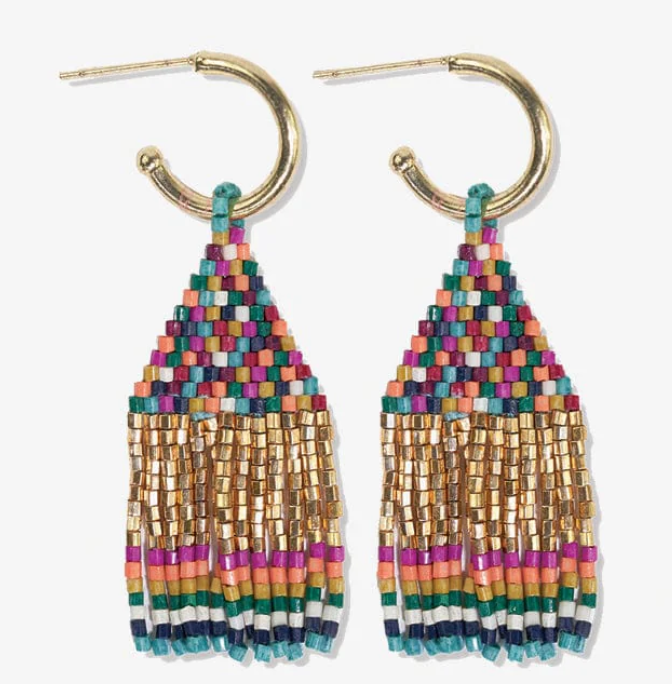 Ink+Alloy Leta Mini Gold Hoop & EShort Fringe Earrings