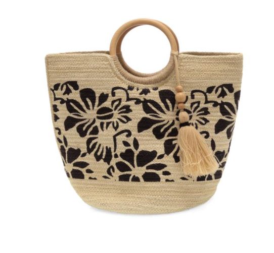 Joy Susan Black Painted Lydia Jute Tote