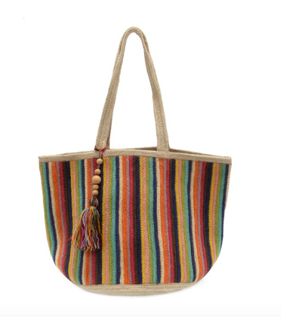 Joy Susan Multi Stripe Georgie Jute Tote