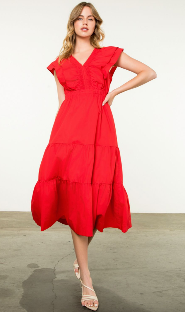 THML FLitter Sleeve Tiered Maxi Dress