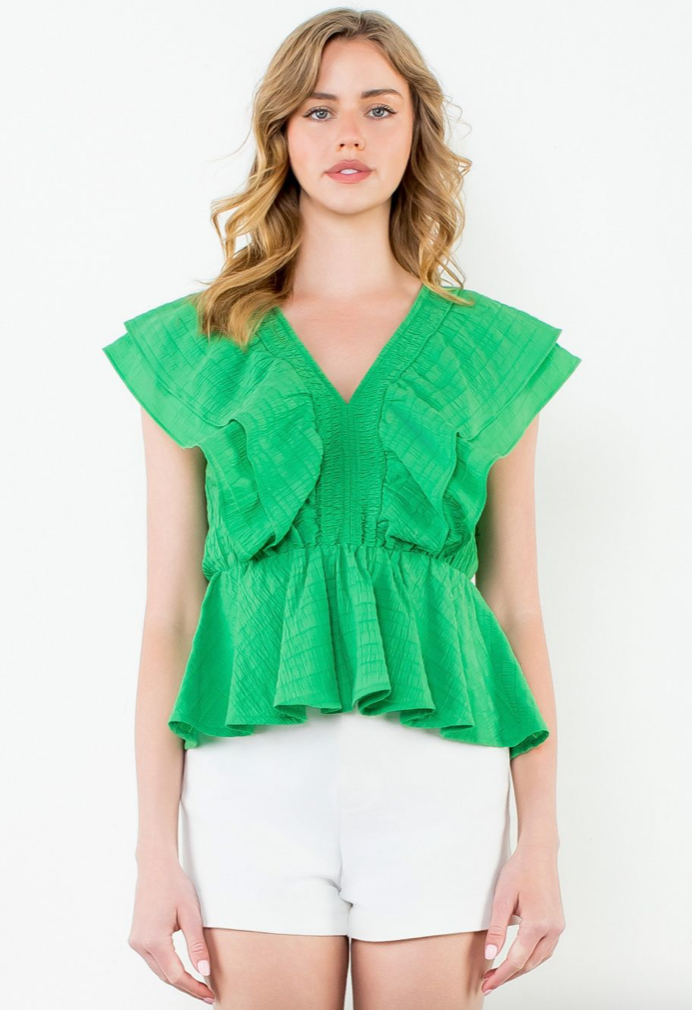 THML Flutter Sleeve Textured Top