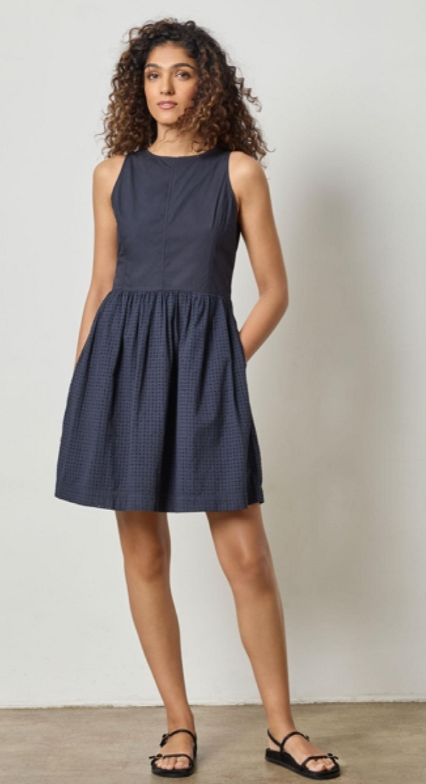 Lilla P Eyelet High Neck Mini Dress