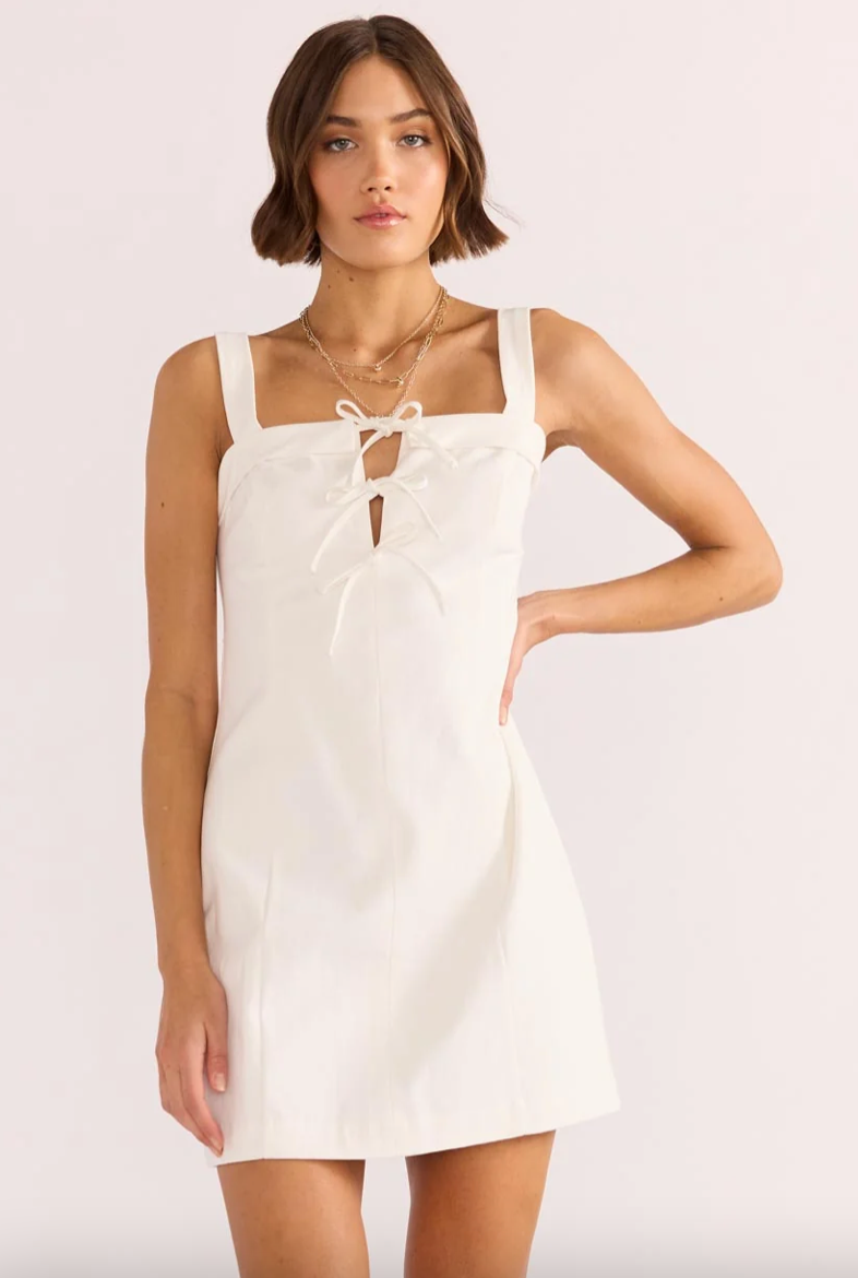 MINKPINK Imogen Drill Tie Mini Dress