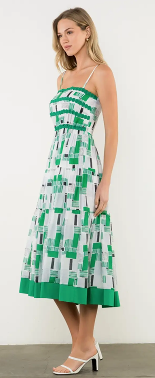 THML Geometric Embroidered Strap Dress