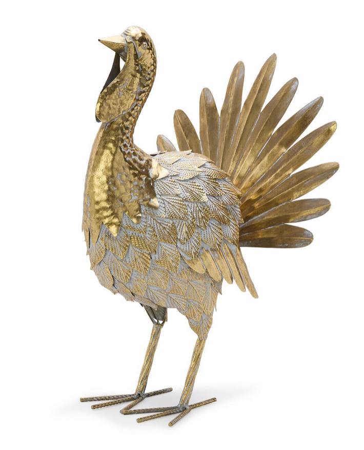 Two's Company Galvanized Gold Metal Hand-Crafted Turkey