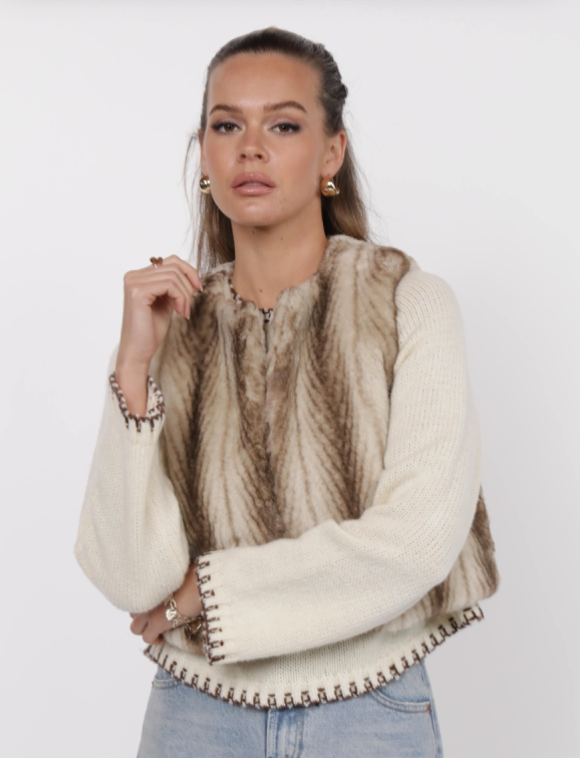 Sage The Label Demi Faux Fur Cropped Vest