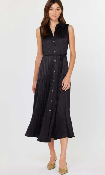 Current Air Sleeveless Pleated Midi Shirt Dress