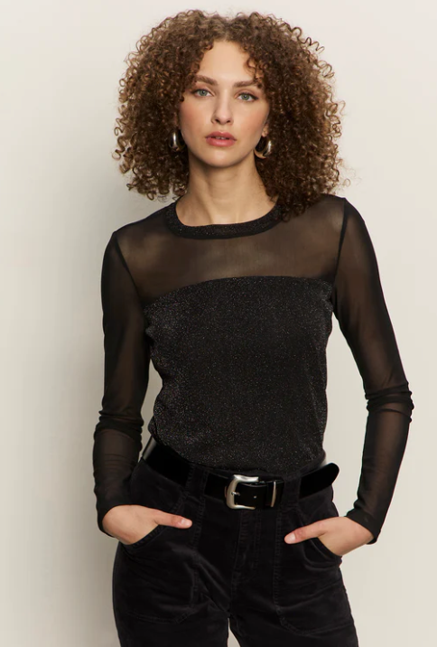 Sanctuary Sparkle Mesh Crew Tee