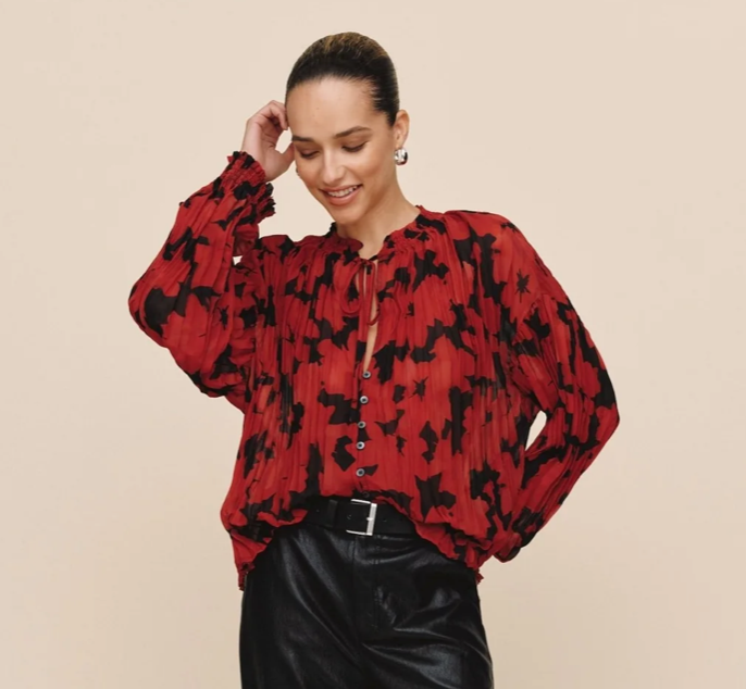 Bella Dahl Pleated Smocked Button Down Shirt