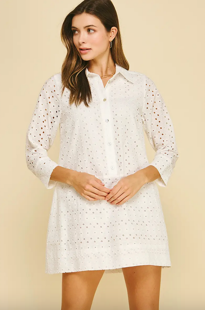 Pinch Eyeket 3/4 Sleeve Mini Dress