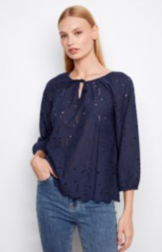 Charlie B 3/4 Sleeve Eyelet Blouse