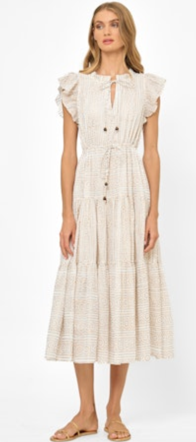 Oliphant Cinched Flirty Midi Dress