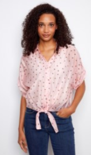 Charlie B Dolman Front Tie Blouse