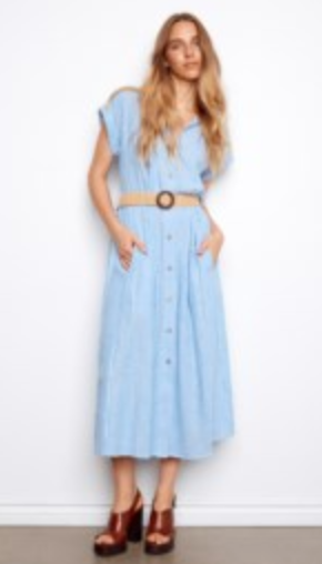 Charlie B Striped Linen Maxi w Belt