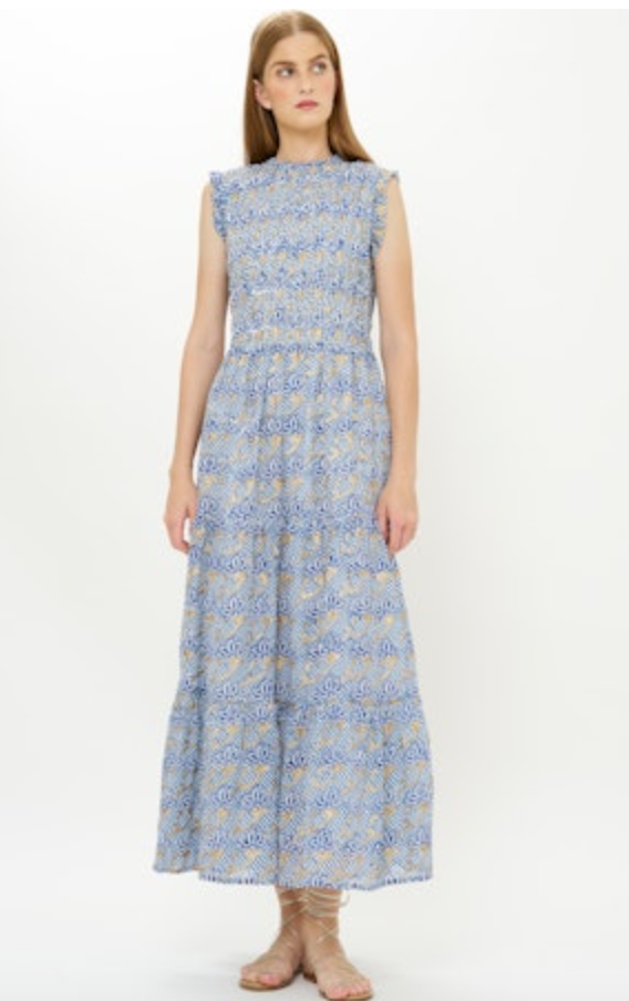 Oliphant Sleeveless Smocked Maxi