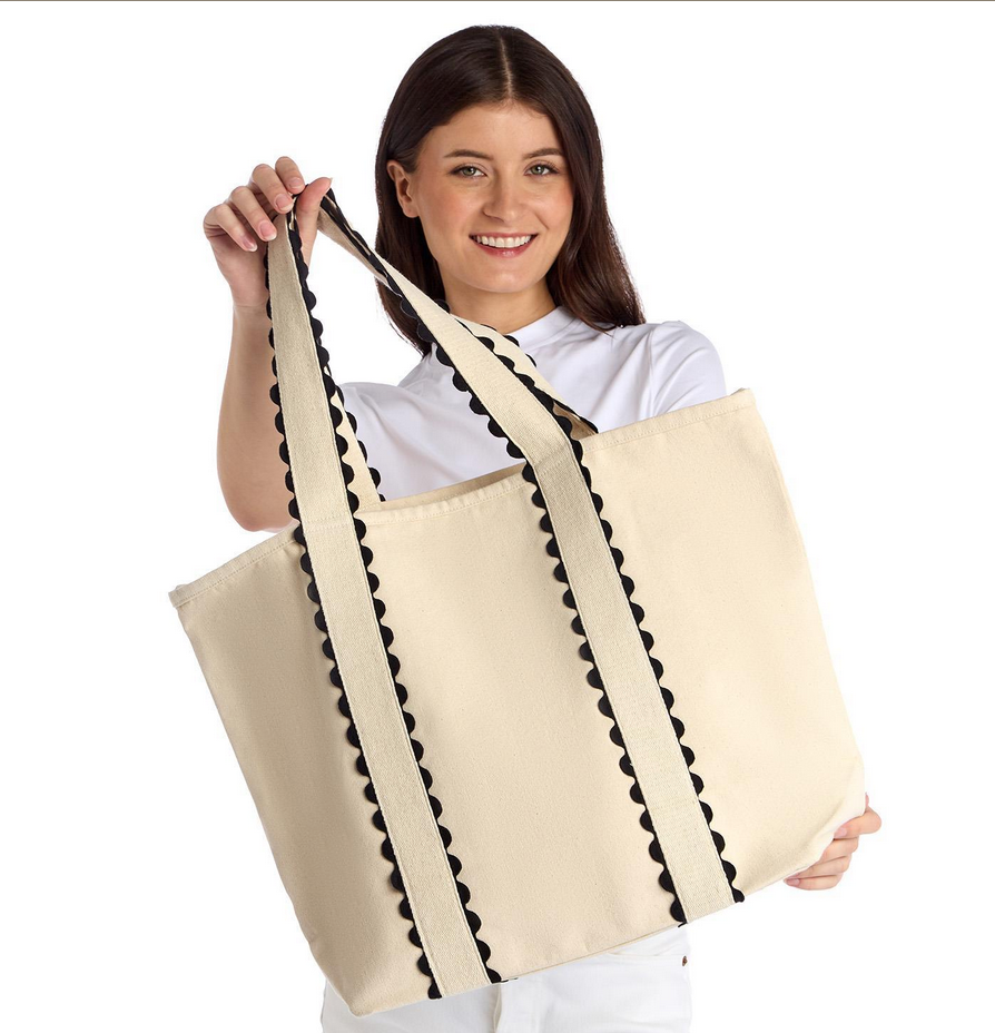 Two's Company Lg Natural Canvas Tote