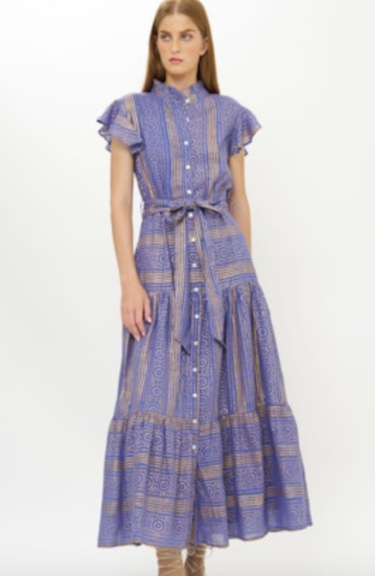 Oliphant Ruffle Collar Button Maxi
