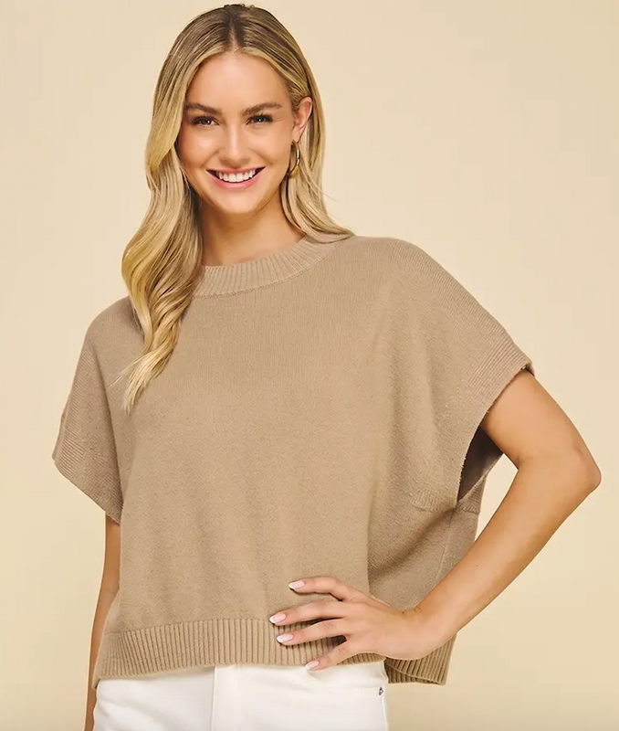 Pinch Dropped Shoulder Sweater Top
