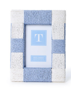 Two's Company Blue White Woven Frame