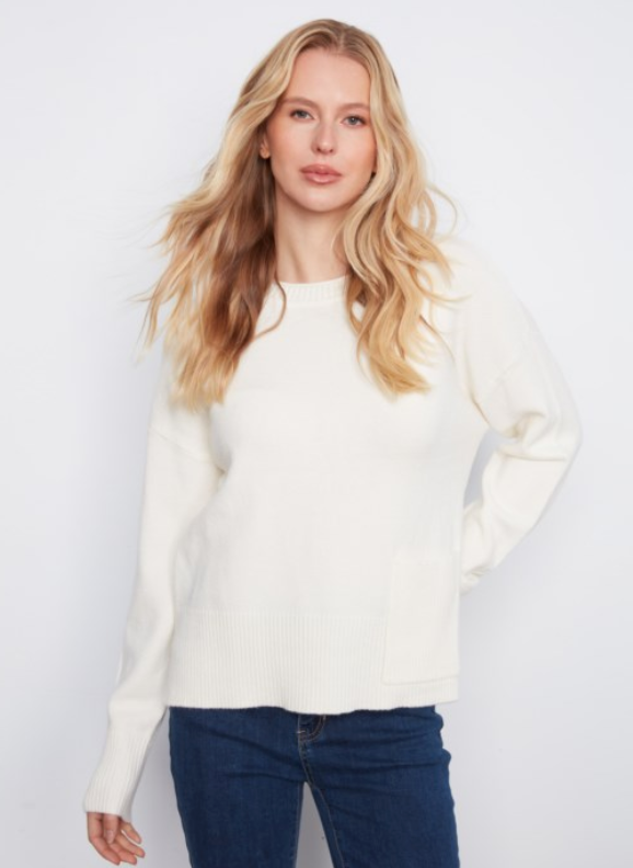 Charlie B Crew Neck Cropped Sweater