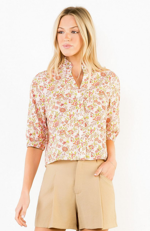 THML Button Up Floral Top