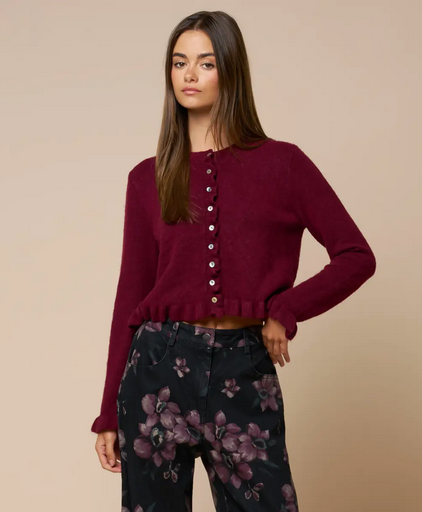 Lalavon Ruffle Hem Cardigan