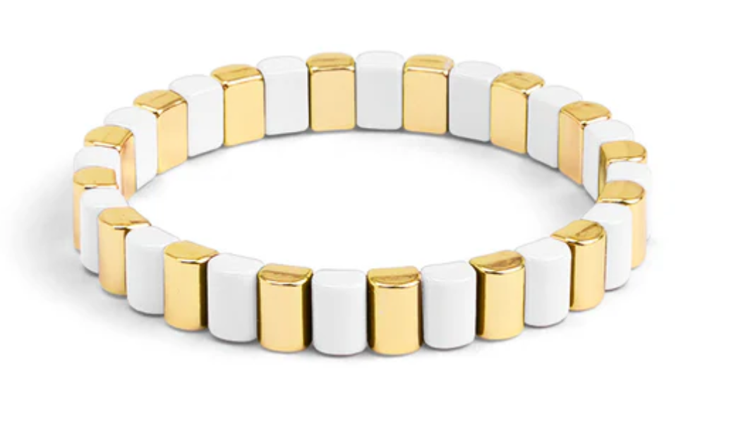 ZENZII Enamel Tile & Gold Stretch Bracelet