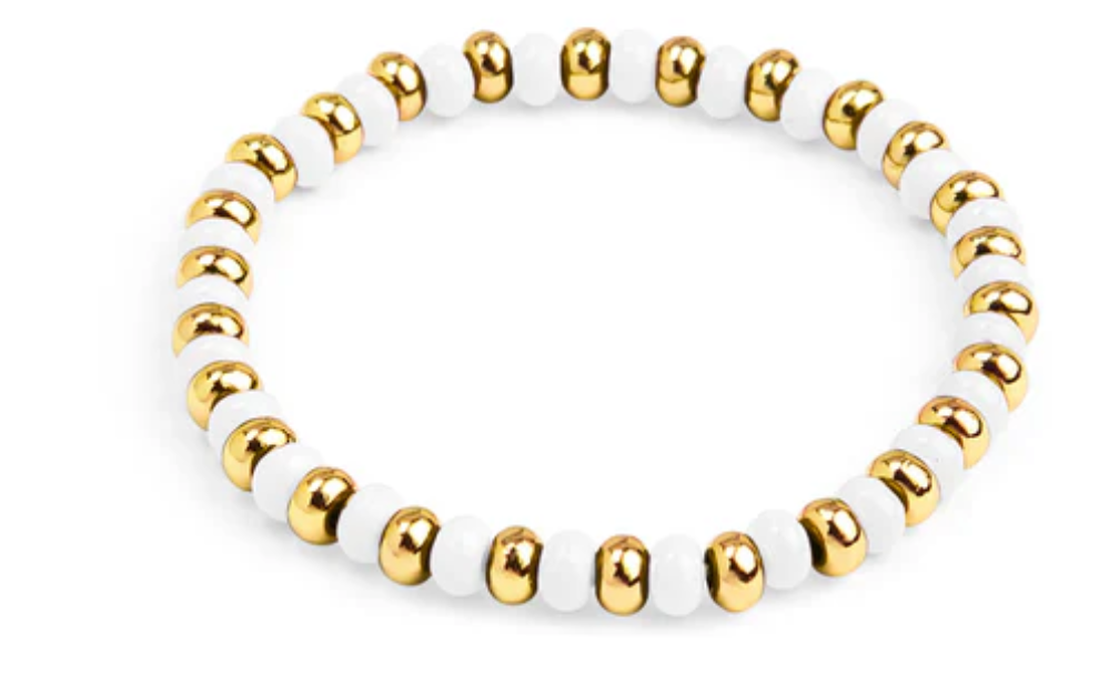 ZENZII Enamel & Gold Beaded Stretch Bracelet