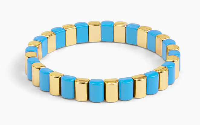 ZENZII Enamel Tile & Gold Stretch Bracelet
