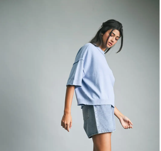 Wishlist Crew Neck Drop Shoulder Sweater