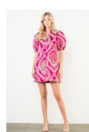 THML Puff Slv Floral Emb Dress