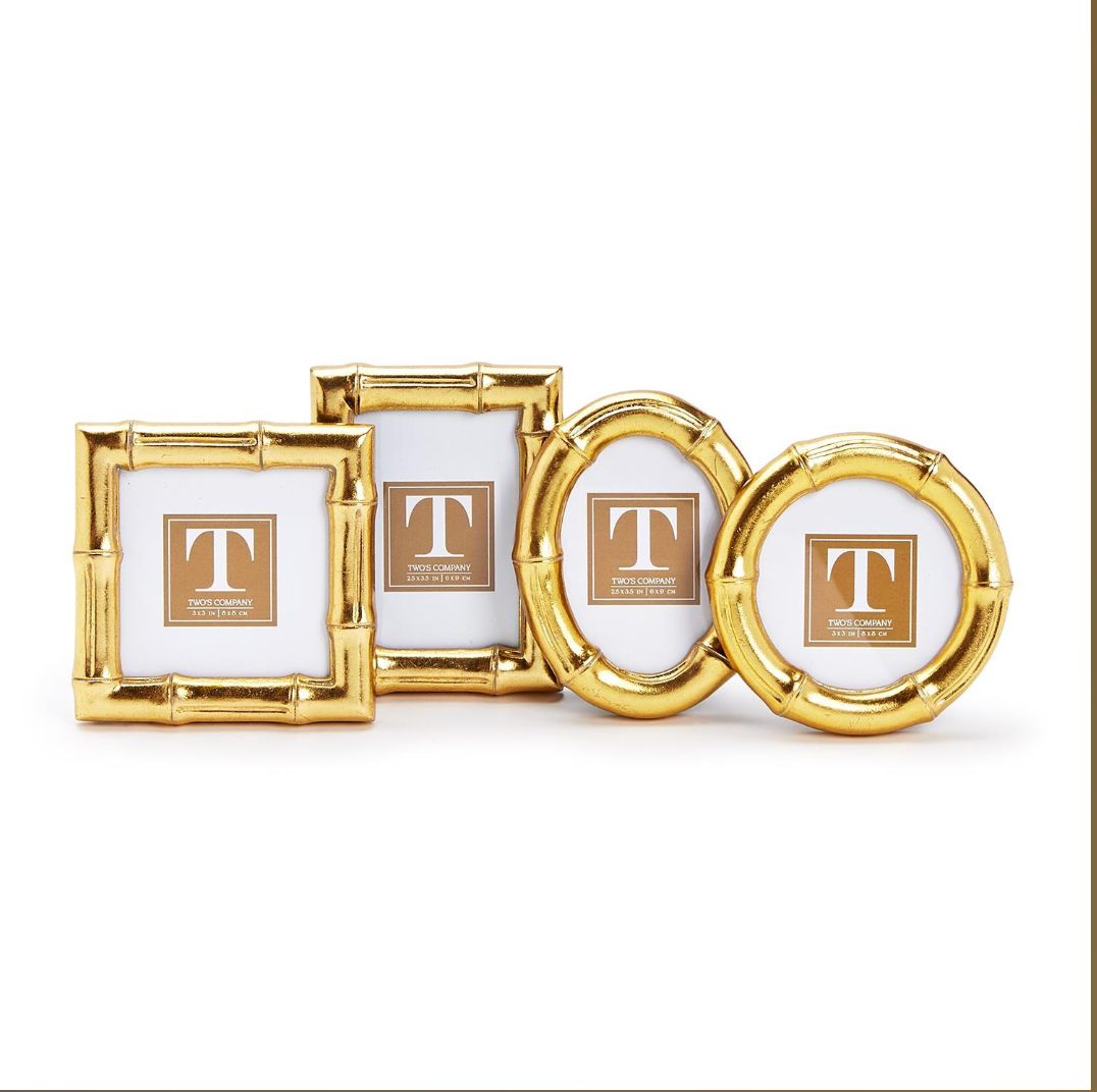 Two's Company Gold Faux Bamboo Frame