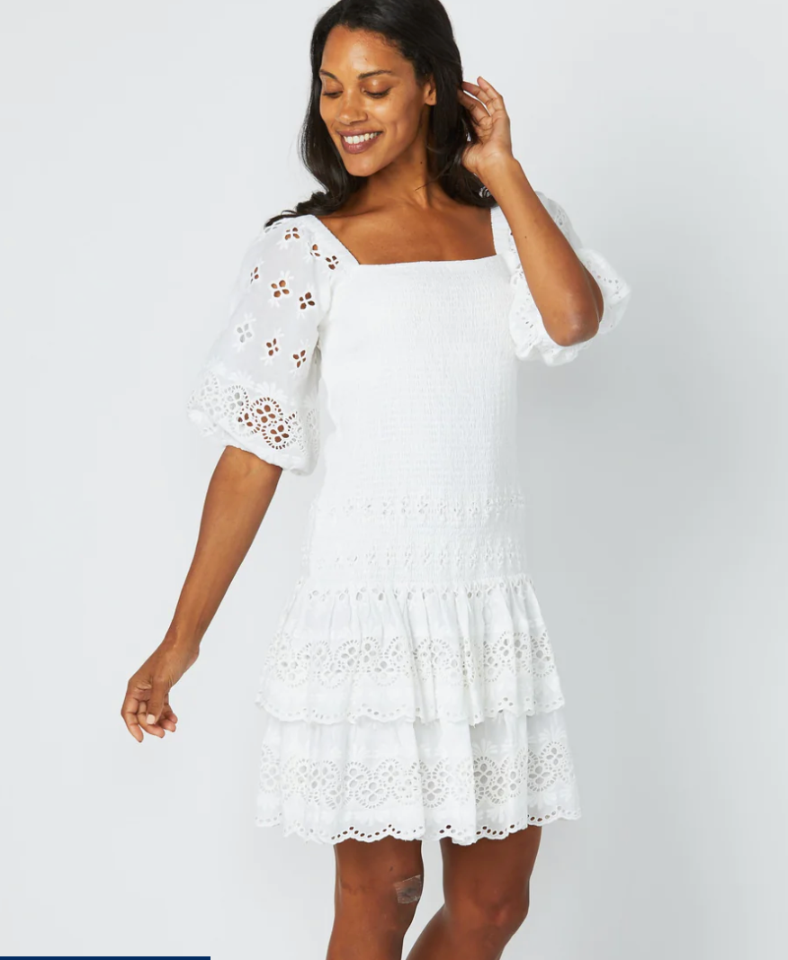 Sail to Sable Smocked Eyelet Dress