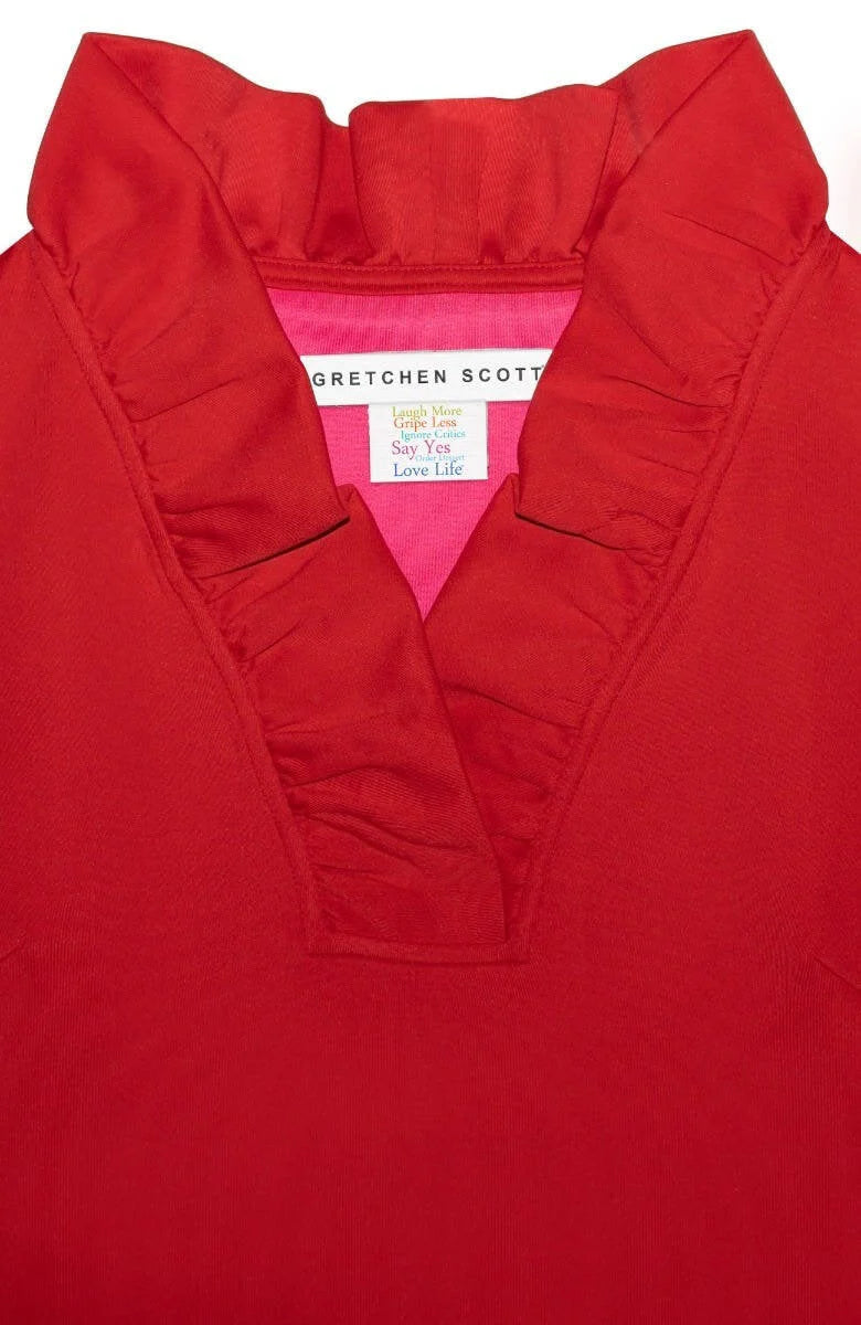 Gretchen Scott Ruffneck 3/4 sleeve Top