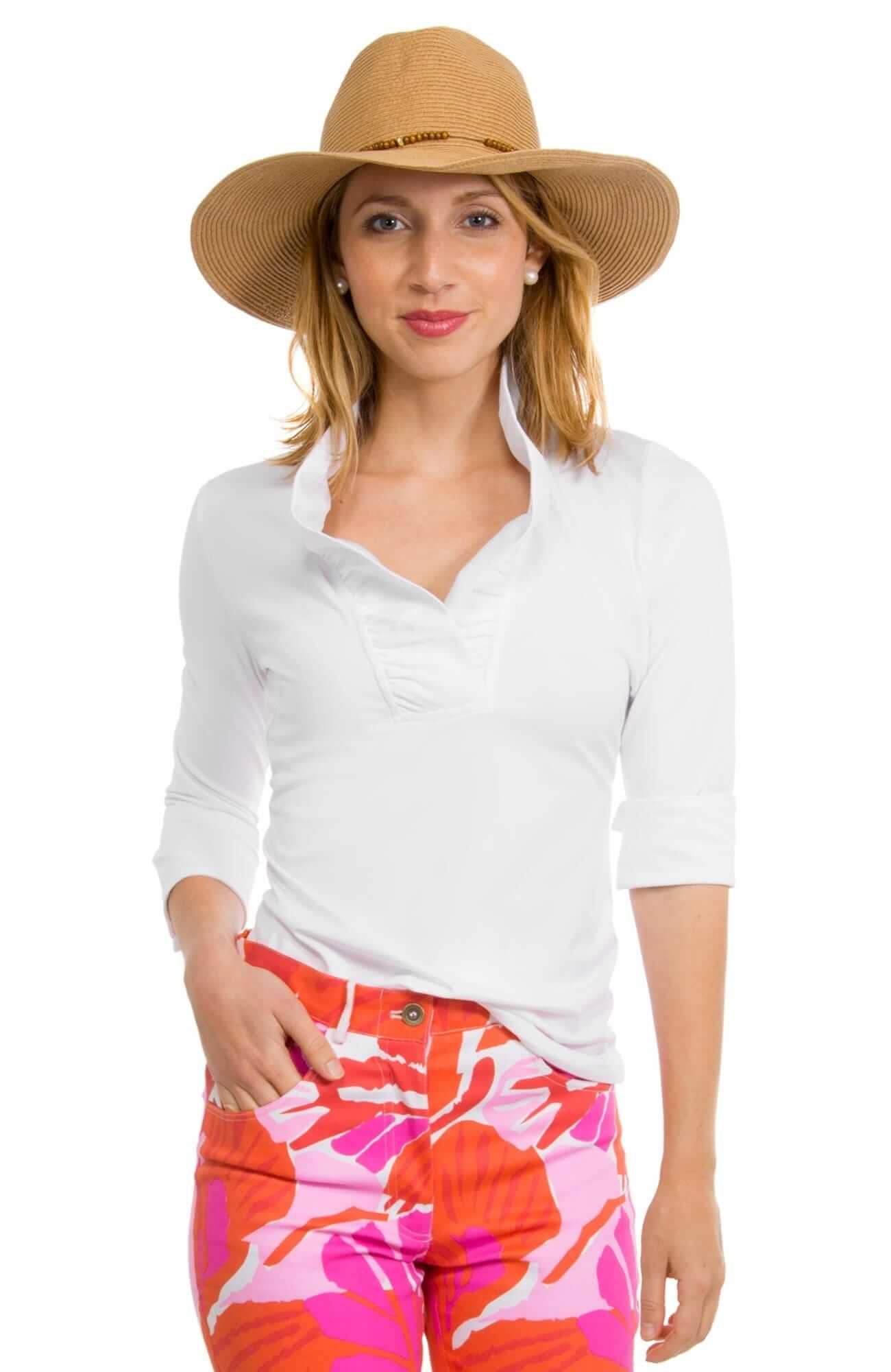 Gretchen Scott Ruffneck 3/4 sleeve Top
