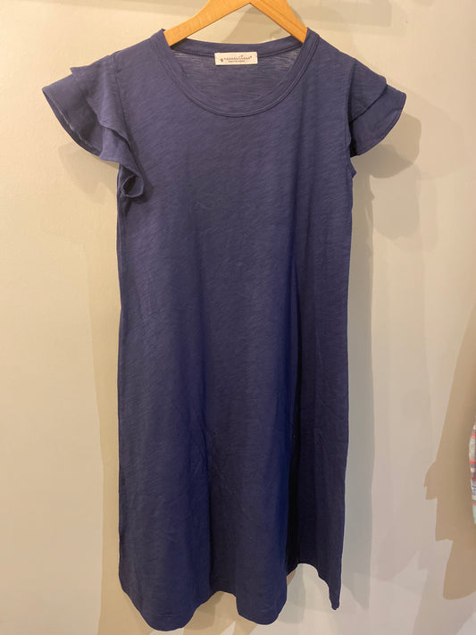 Necessitees Ruffle Sleeve V Neck A Line Dress