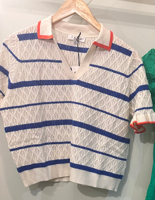 THML S/S Textured Stripe Knit Top